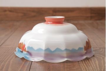 フランスアンティーク　湖のほとりが描かれた絵画のようなペンダントライト(天井照明)