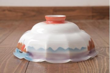 フランスアンティーク　湖のほとりが描かれた絵画のようなペンダントライト(天井照明)