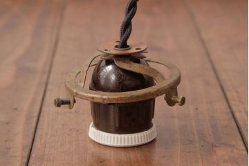 フランスアンティーク　湖のほとりが描かれた絵画のようなペンダントライト(天井照明)