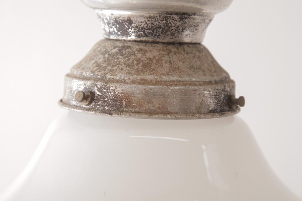 和製アンティーク　戦前　まるみのあるフォルムがレトロなガラスシェード照明(天井照明)