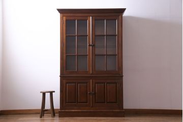 中古　松本民芸家具　E型特注書棚　クラシカルな雰囲気が品のあるブックケース(本箱)(定価約63万円)