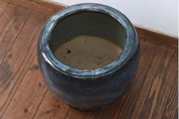 アンティーク雑貨　古民具　独特の模様が魅力的ななまこ火鉢(海鼠釉、瀬戸火鉢)