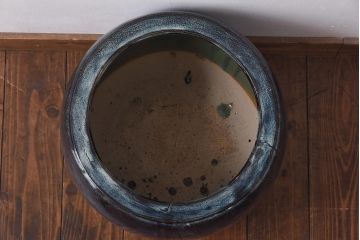 アンティーク雑貨　古民具　独特の模様が魅力的ななまこ火鉢(海鼠釉、瀬戸火鉢)