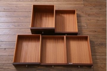 ヴィンテージ家具　ビンテージ　希少品!　ローズウッド材　直線的なフォルムが格好良い両袖デスク(机、在宅ワーク、在宅用ワークデスク)