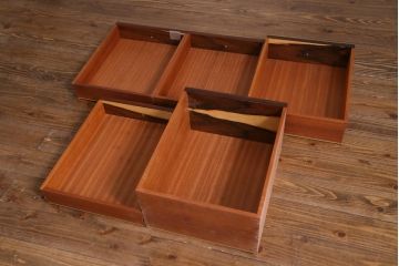 ヴィンテージ家具　ビンテージ　希少品!　ローズウッド材　直線的なフォルムが格好良い両袖デスク(机、在宅ワーク、在宅用ワークデスク)