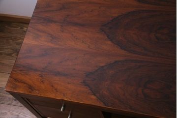 ヴィンテージ家具　ビンテージ　希少品!　ローズウッド材　直線的なフォルムが格好良い両袖デスク(机、在宅ワーク、在宅用ワークデスク)