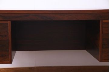 ヴィンテージ家具　ビンテージ　希少品!　ローズウッド材　直線的なフォルムが格好良い両袖デスク(机、在宅ワーク、在宅用ワークデスク)