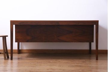 ヴィンテージ家具　ビンテージ　希少品!　ローズウッド材　直線的なフォルムが格好良い両袖デスク(机、在宅ワーク、在宅用ワークデスク)
