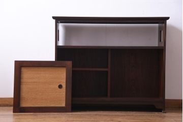 ビンテージ　民芸家具　ケヤキ材　作り込みが丁寧な茶箪笥(茶棚、収納棚、戸棚、ヴィンテージ)(R-034967)