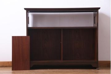 ビンテージ　民芸家具　ケヤキ材　作り込みが丁寧な茶箪笥(茶棚、収納棚、戸棚、ヴィンテージ)(R-034967)