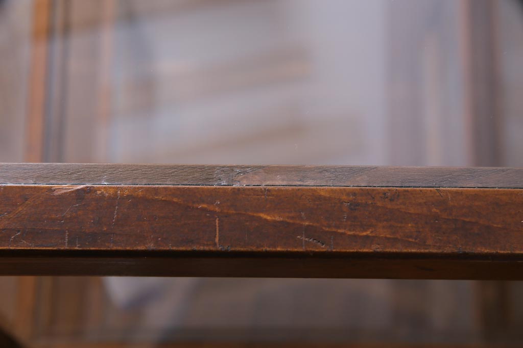 レトロ家具　昭和レトロ　ヒノキ材　シンプルな木枠が味わい深いガラスケース(ショーケース、陳列棚)