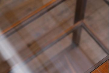 レトロ家具　昭和レトロ　ヒノキ材　シンプルな木枠が味わい深いガラスケース(ショーケース、陳列棚)