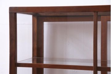 レトロ家具　昭和レトロ　ヒノキ材　シンプルな木枠が味わい深いガラスケース(ショーケース、陳列棚)