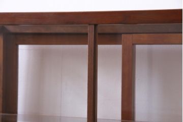 レトロ家具　昭和レトロ　ヒノキ材　シンプルな木枠が味わい深いガラスケース(ショーケース、陳列棚)