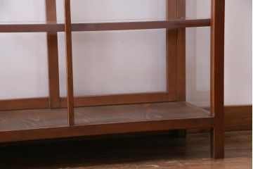 レトロ家具　昭和レトロ　ヒノキ材　シンプルな木枠が味わい深いガラスケース(ショーケース、陳列棚)
