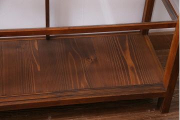 レトロ家具　昭和レトロ　ヒノキ材　シンプルな木枠が味わい深いガラスケース(ショーケース、陳列棚)