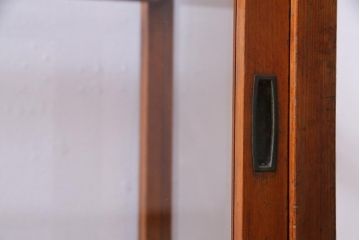 レトロ家具　昭和レトロ　ヒノキ材　シンプルな木枠が味わい深いガラスケース(ショーケース、陳列棚)