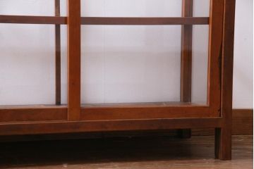 レトロ家具　昭和レトロ　ヒノキ材　シンプルな木枠が味わい深いガラスケース(ショーケース、陳列棚)