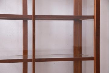 レトロ家具　昭和レトロ　ヒノキ材　シンプルな木枠が味わい深いガラスケース(ショーケース、陳列棚)