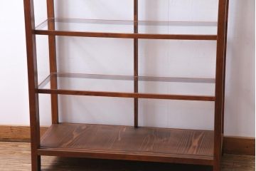 レトロ家具　昭和レトロ　ヒノキ材　シンプルな木枠が味わい深いガラスケース(ショーケース、陳列棚)
