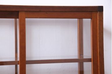 レトロ家具　昭和レトロ　ヒノキ材　シンプルな木枠が味わい深いガラスケース(ショーケース、陳列棚)