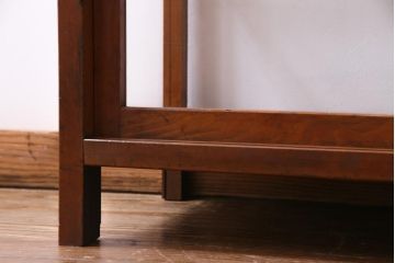 レトロ家具　昭和レトロ　ヒノキ材　シンプルな木枠が味わい深いガラスケース(ショーケース、陳列棚)