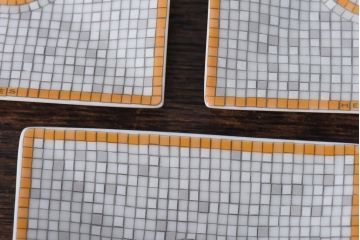 中古　Hermes(エルメス)　モザイク ヴァンキャトル　スクエアプレート、カップ&ソーサー、ティーキャディーセット(洋食器)(定価合計約14万円)