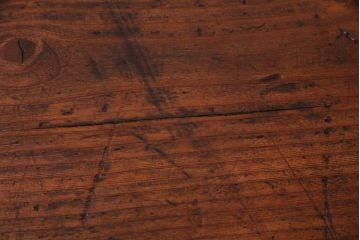 アンティーク家具　フランスアンティーク　パイン材　使い込まれた風格の漂うキャスター付きテーブル(デスク、在宅ワーク、在宅用カフェテーブル)