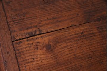 アンティーク家具　フランスアンティーク　パイン材　使い込まれた風格の漂うキャスター付きテーブル(デスク、在宅ワーク、在宅用カフェテーブル)