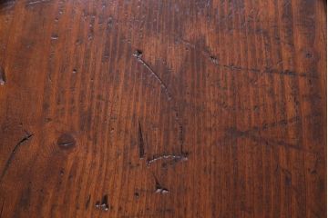 アンティーク家具　フランスアンティーク　パイン材　使い込まれた風格の漂うキャスター付きテーブル(デスク、在宅ワーク、在宅用カフェテーブル)