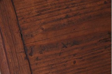 アンティーク家具　フランスアンティーク　パイン材　使い込まれた風格の漂うキャスター付きテーブル(デスク、在宅ワーク、在宅用カフェテーブル)