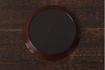 昭和初期　桔梗図　しっとりとした光沢が魅力的な木製皿5枚セット(漆器、和食器)(2)