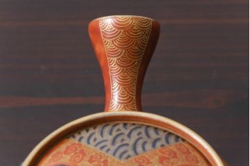 和製アンティーク　九谷焼　九谷庄三　色絵　牡丹と僧侶　茶器セット(急須、湯冷まし、湯呑み)