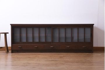 ラフジュ工房オリジナル　引き出し付きのデザインが素敵な古建具リメイクのテレビボード(ローボード)