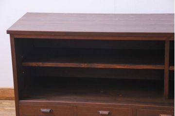 ラフジュ工房オリジナル　引き出し付きのデザインが素敵な古建具リメイクのテレビボード(ローボード)