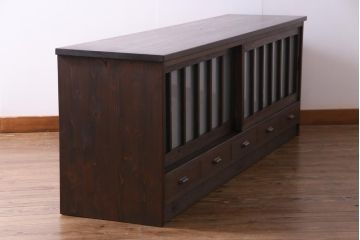 ラフジュ工房オリジナル　引き出し付きのデザインが素敵な古建具リメイクのテレビボード(ローボード)