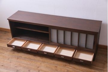 ラフジュ工房オリジナル　引き出し付きのデザインが素敵な古建具リメイクのテレビボード(ローボード)