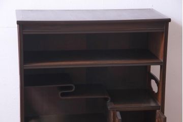 アンティーク家具　和製アンティーク　縞黒檀・ケヤキ材　細部までこだわったつくりの茶棚(飾り棚)