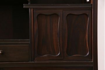 アンティーク家具　和製アンティーク　縞黒檀・ケヤキ材　細部までこだわったつくりの茶棚(飾り棚)