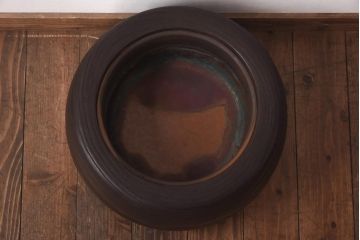 アンティーク雑貨　和製アンティーク　味のある木目を楽しめる刳り貫き火鉢(木製火鉢)(2)