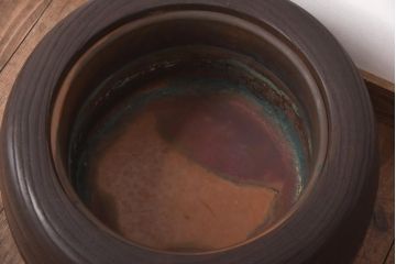 アンティーク雑貨　和製アンティーク　味のある木目を楽しめる刳り貫き火鉢(木製火鉢)(2)