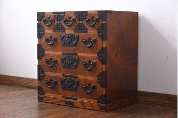 中古　伝統民芸　岩谷堂箪笥　NO.89　桐紋　金剛型小タンス(小箪笥、チェスト)(定価約25万円)