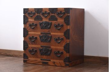 中古　伝統民芸　岩谷堂箪笥　NO.89　桐紋　金剛型小タンス(小箪笥、チェスト)(定価約25万円)
