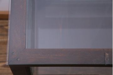 レトロ家具　昭和レトロ　ナラ材　どっしりとした佇まいの大型ガラスケース(ショーケース、陳列棚、飾り棚)