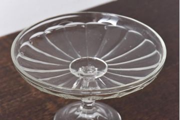 アンティーク雑貨　イギリス製　レトロスタイルにも合うビンテージのガラスコンポート(プレスガラス)
