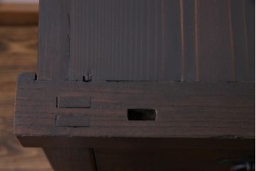 アンティーク家具　和製アンティーク　前面ケヤキ材　鮮明な杢目の引き出しが並んだ箪笥(サイドボード、チェスト)