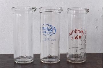 アンティーク雑貨 イギリスアンティーク Ovaltine(オバルチン) Horlicks(ホーリックス) レトロな雰囲気が可愛らしいミキサーボトル3個セット(ガラスボトル、瓶、一輪挿し)