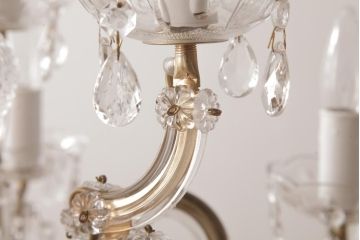 イタリア　高級品!　ベネチアンガラス　存在感抜群のガラスドロップシャンデリア(9灯、天井照明、ヴェネツィアン・グラス)