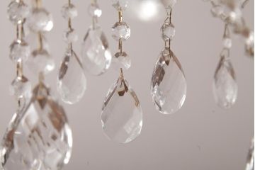 イタリア　高級品!　ベネチアンガラス　存在感抜群のガラスドロップシャンデリア(9灯、天井照明、ヴェネツィアン・グラス)