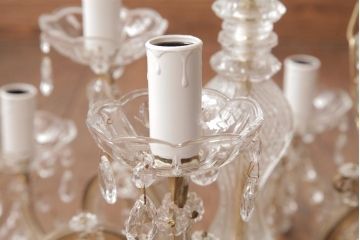 イタリア　高級品!　ベネチアンガラス　存在感抜群のガラスドロップシャンデリア(9灯、天井照明、ヴェネツィアン・グラス)